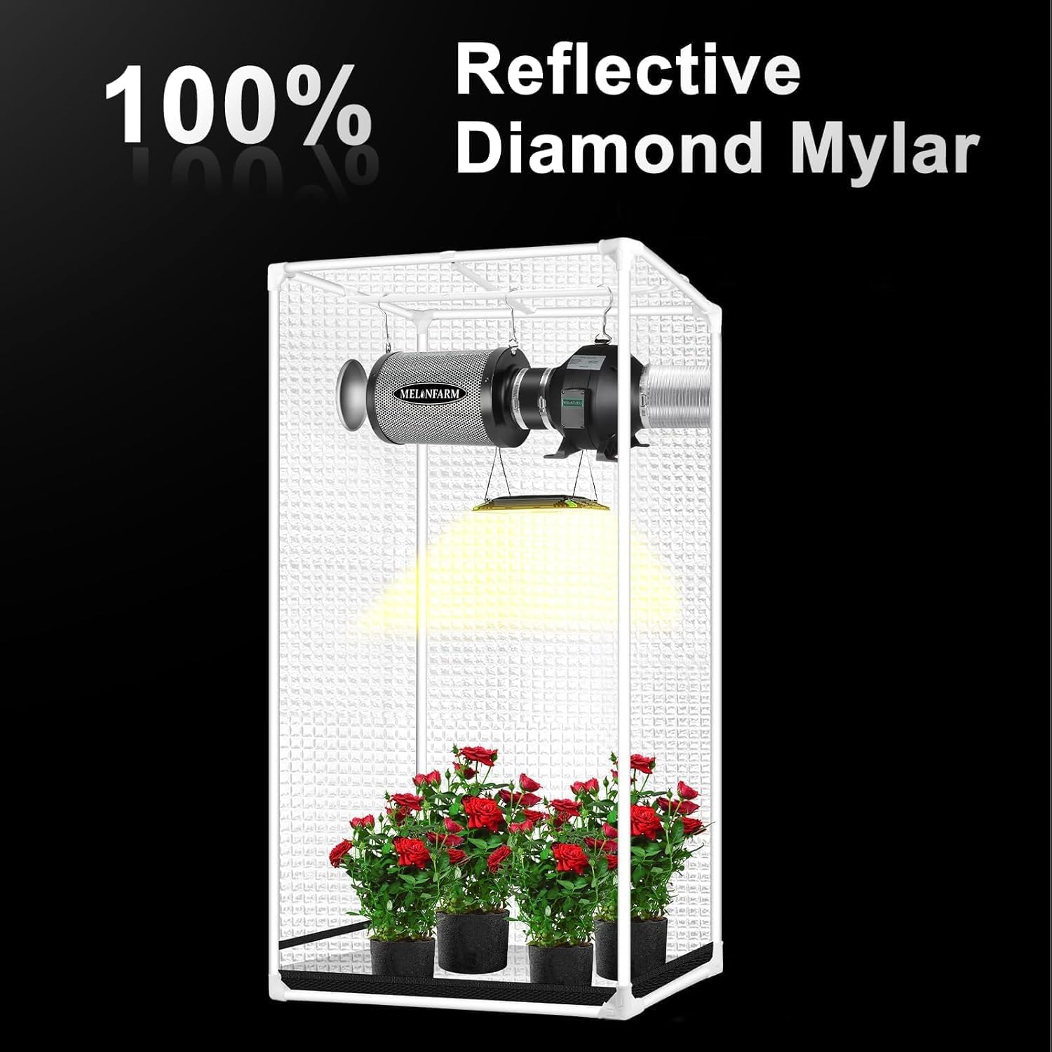 2x2 Grow Tent, 24"x24"x63" Double Transparent Viewing Door Indoor Grow Tent, Growing Tent with High Reflective Mylar