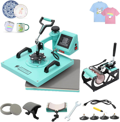 15x15 Inch Heat Press Machine, Digital Sublimation Printer Machine, 360° Rotation Swing Away 8 in 1 Combo Tumbler