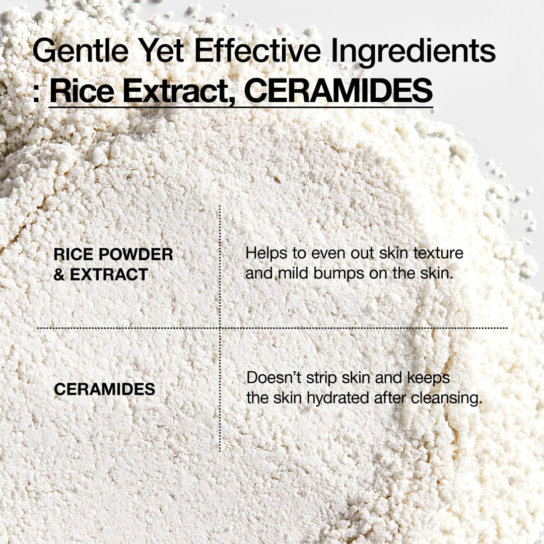Rice Enzyme Brightening Cleansing Powder, Exfoliating Powder-to-Foam Cleanser, Smooth Texture & Clarity, Hydrating &