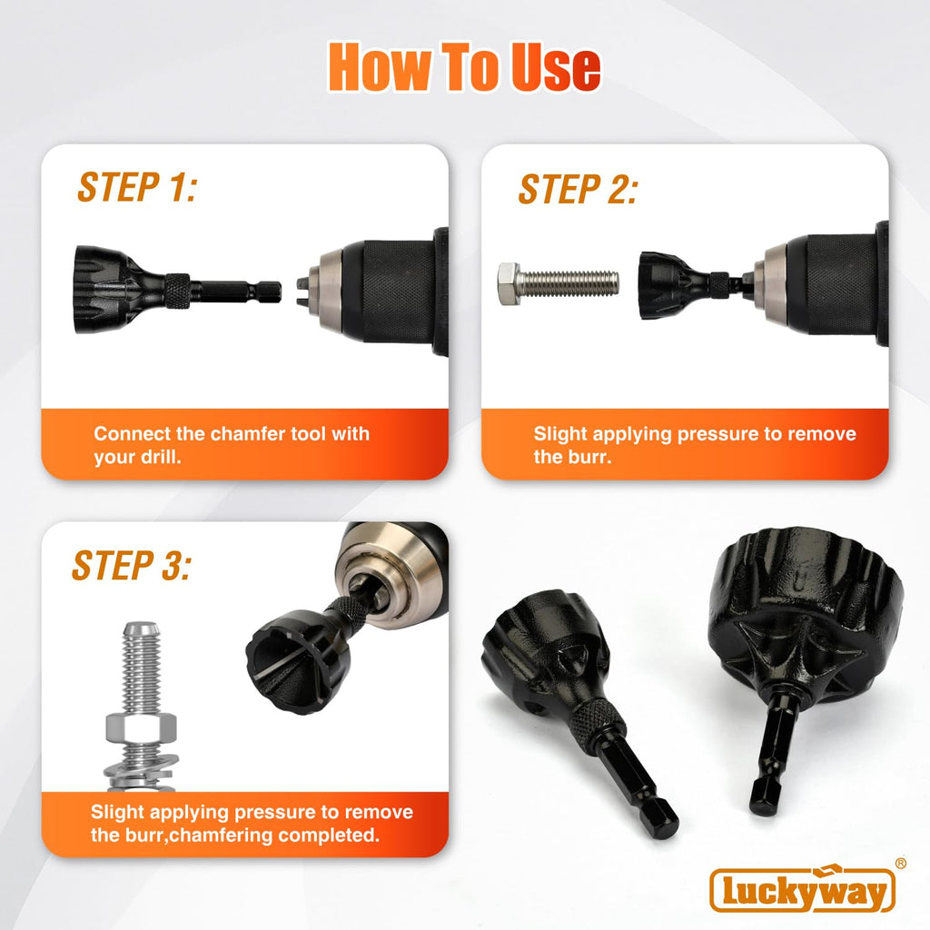 Luckyway 1/8"-1-3/8" Deburring External Chamfer Tool Set 2-Pack