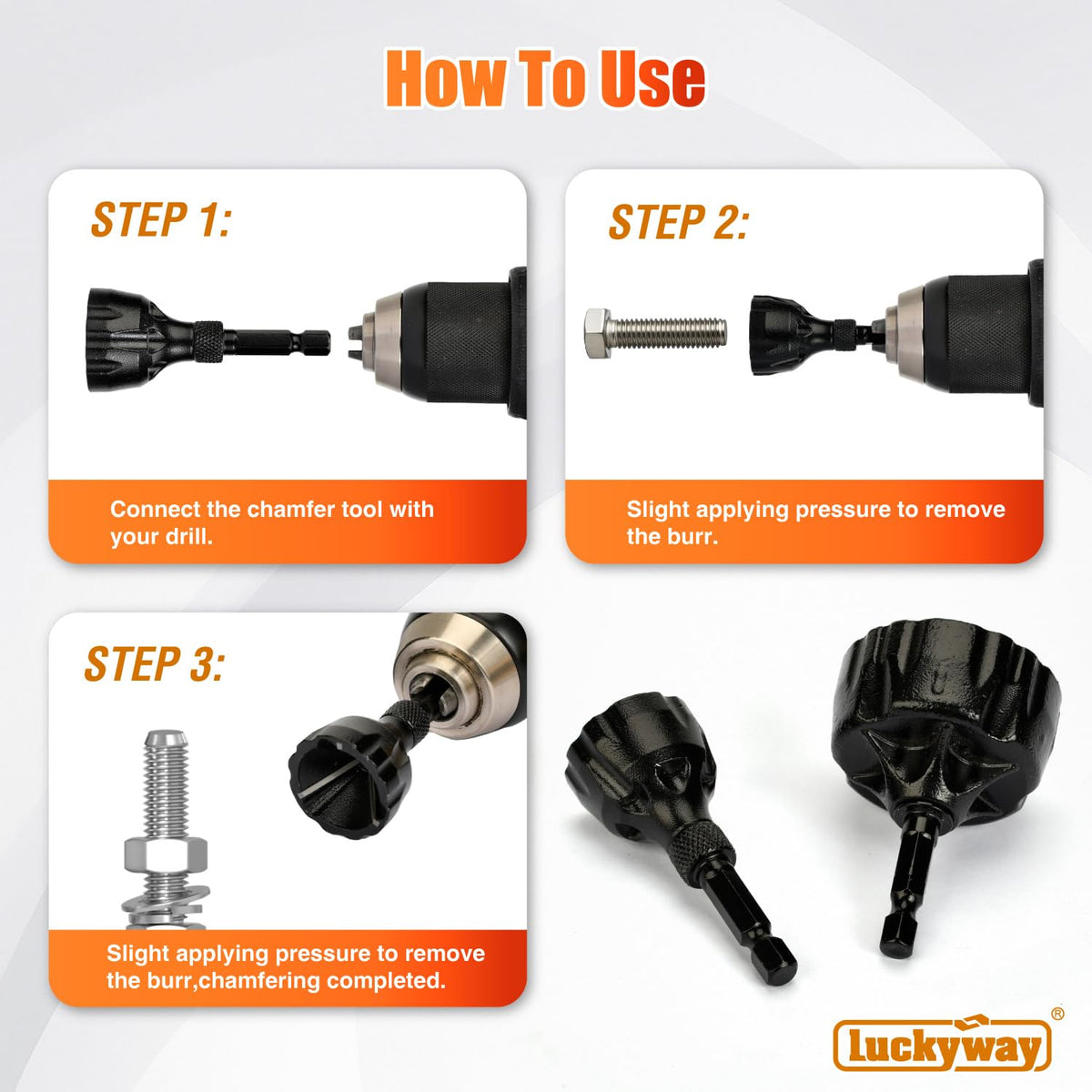 Luckyway 1/8"-1-3/8" Deburring External Chamfer Tool Set 2-Pack