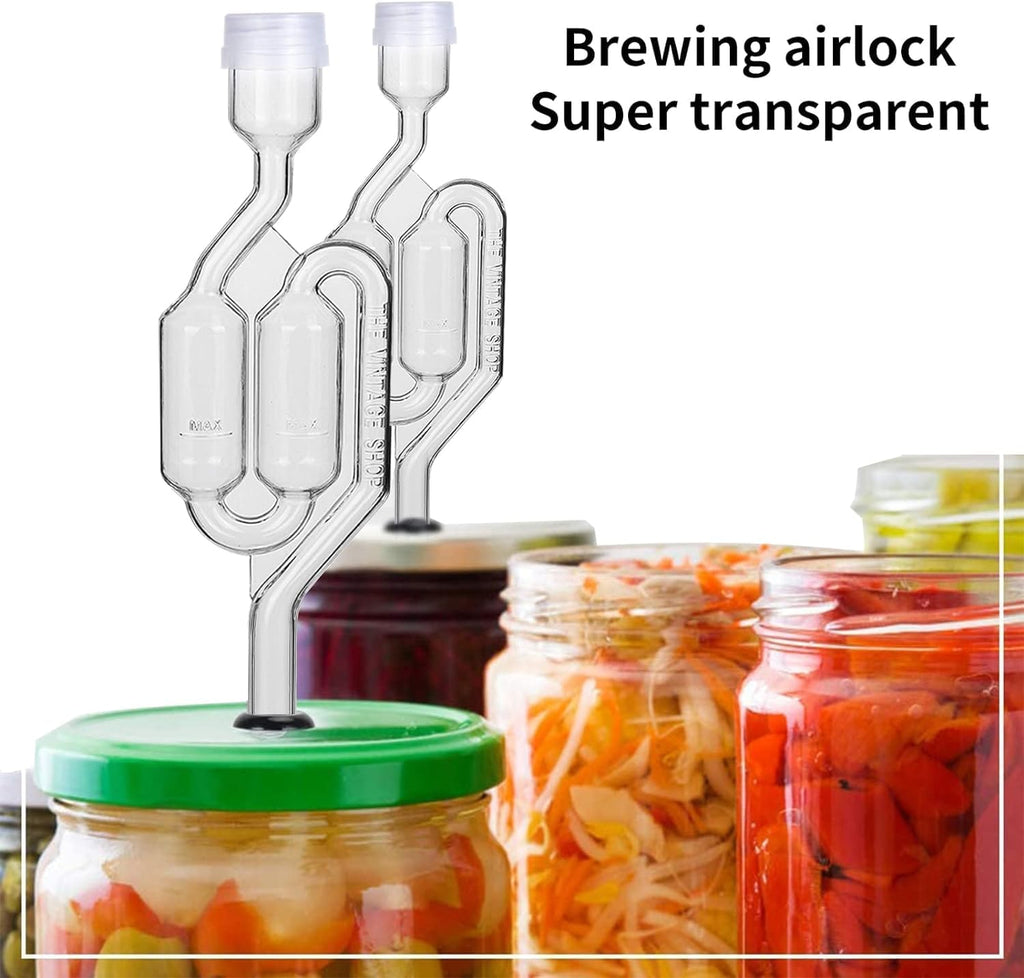 Bubble Airlock Set, 4 Airlocks for Fermenting, 4 Drilling #6 Stoppers and 8 Airlock Grommets, Used for Brewing Wine
