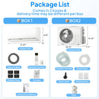 9000 BTU Mini Split AC/Heating System, 19SEER2 Inverter Ductless Wall AC Unit, Energy Efficient Air Conditioner with