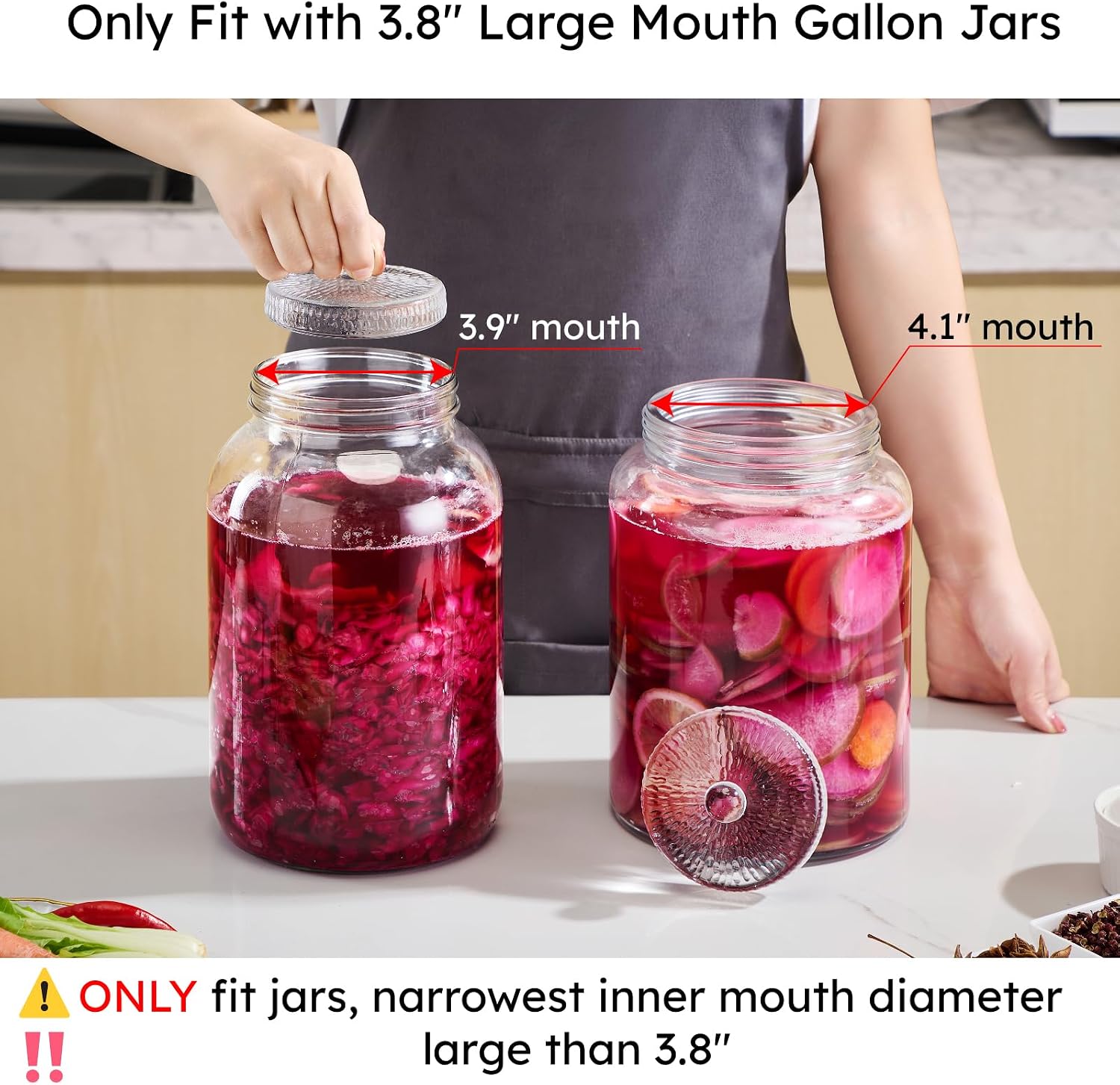 3.7 Inch Large Glass Fermentation Weights for Gallon Jars, 2 Pack