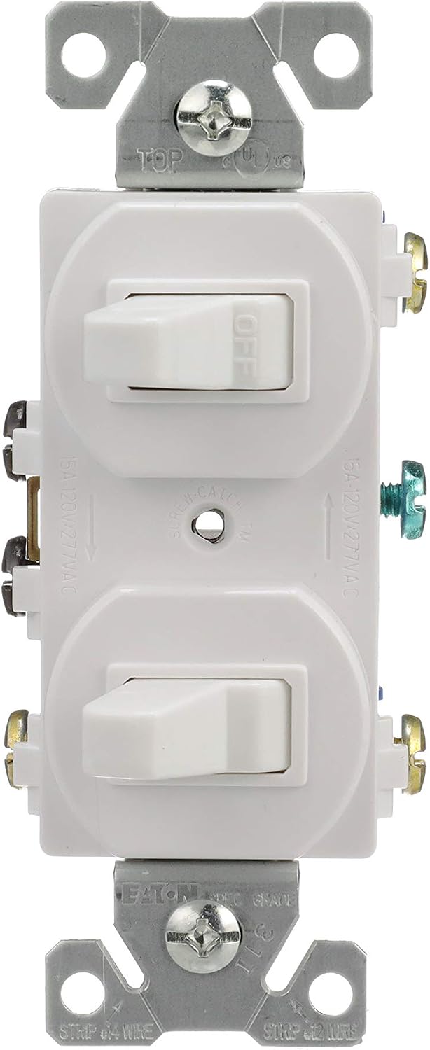 Eaton 275W 15-Amp 120/277-volt Commercial Grade Combination Single Pole Toggle Switch and 3-Way Switch, White