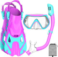 Snorkeling Gear for Kids, Kid Mask Fins Dry Top Snorkel Set, Youth Boys Girls Junior Age 6-14 Swimming Diving Swim