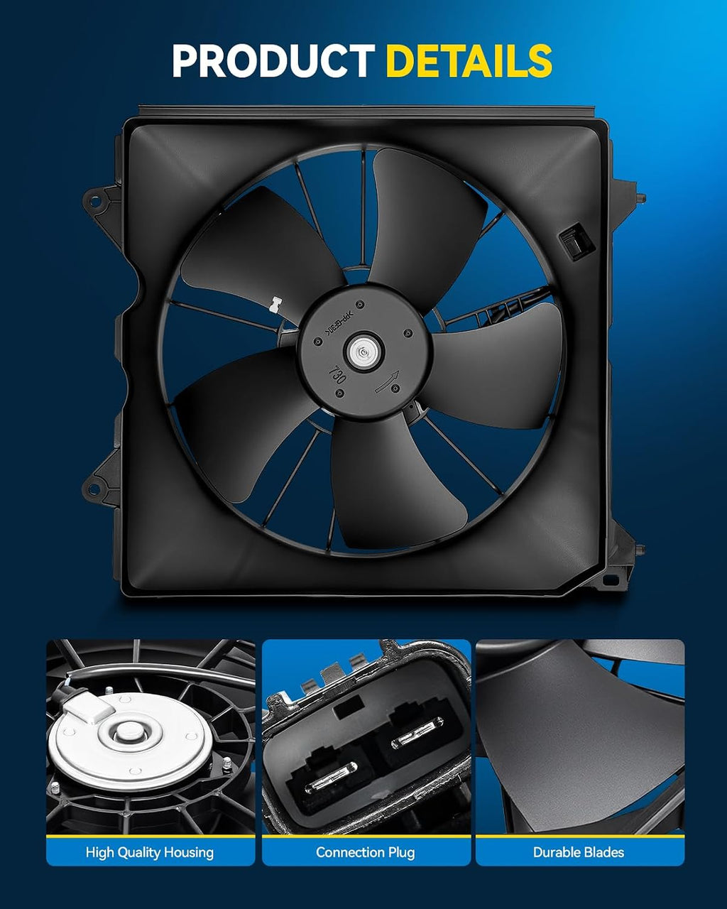 PHILTOP 621356 Radiator Cooling Fan Assembly, Fit for 2008-2012 Accord 2.4L