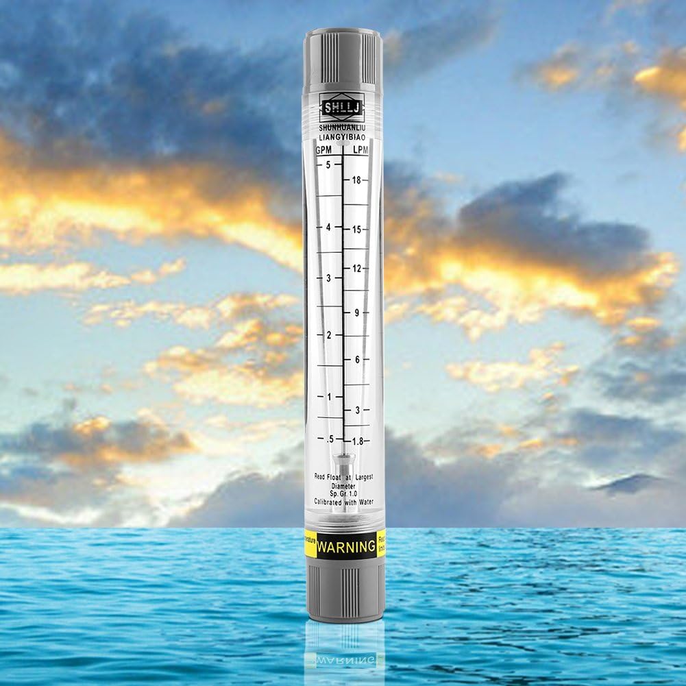 Flow Meter, 0.5-5 GPM 1.8-18 LPM Tube Type Flow Meter for Gas Liquid Pipeline Flowmeter for Water Industrial Field