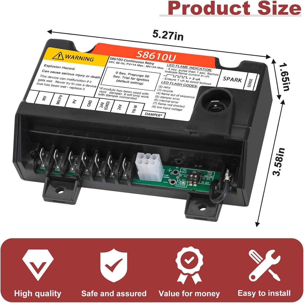 S8610M3009 S8610U Furnace Control Board Module Replacement for Honeywell Compatible with S8610U3009 S8610U1003, Intermittent Pilot Module for Furnace/Boiler