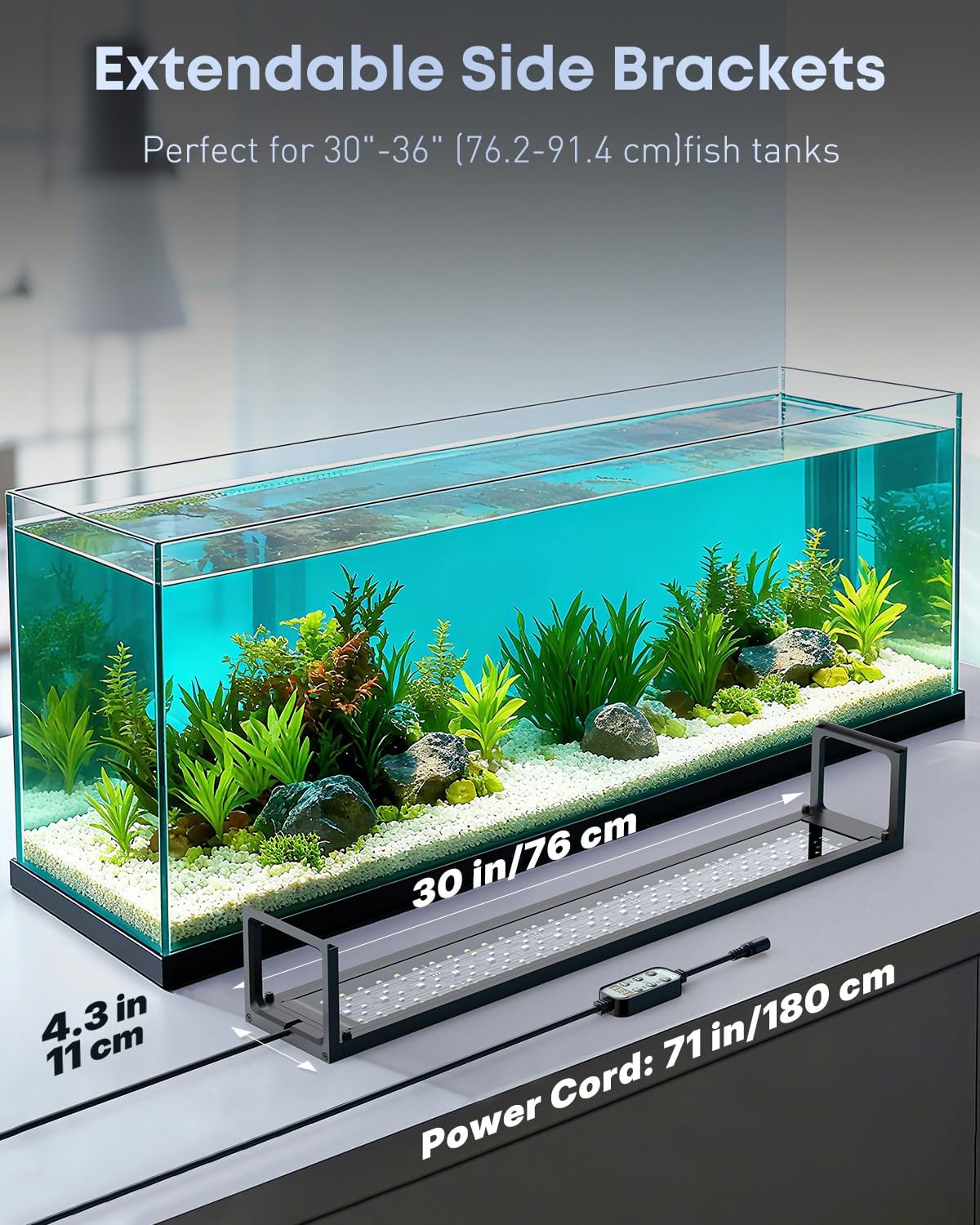 Aquarium Light for Plants, 24 W Bluetooth Fish Tank Light, Full Spectrum Aquarium Lights for 30"-36" Fish Tanks