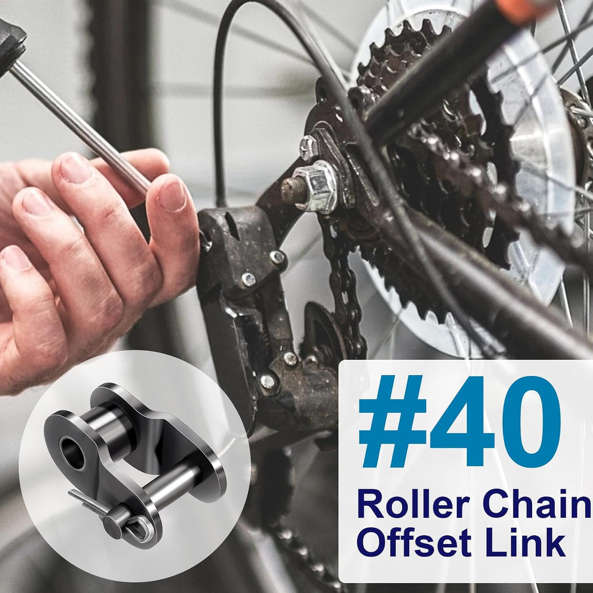 PAGOW 8pcs #40 Roller Chain Offset Link, Carbon Steel Crank Link, Standard Chain End Connector Split Links for 08A Chain