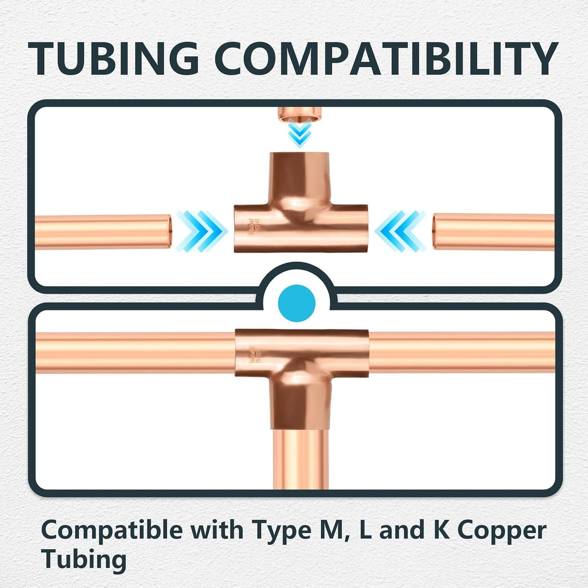5Pack Seelink 3/4" C x 3/4" C x 1" C Reducing Copper Sweat Tee(COPPER109-5)