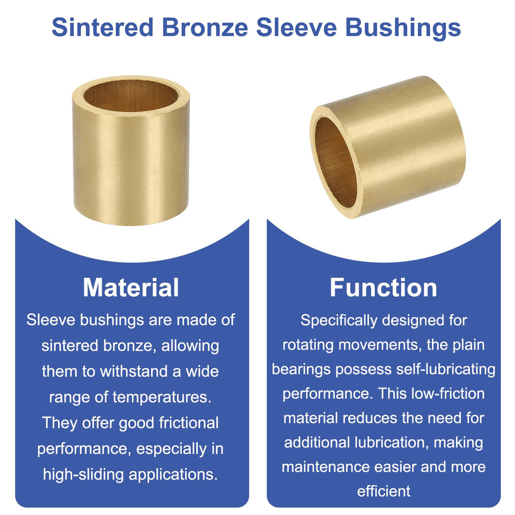 uxcell 40Pcs Sleeve Bearings, 6mm Bore x 8mm OD x 9mm Length, Self-Lubricating Sintered Bronze Bushings
