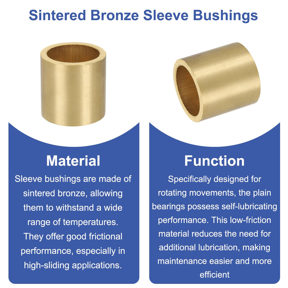 uxcell 40Pcs Sleeve Bearings, 4mm Bore x 8mm OD x 6mm Length, Self-Lubricating Sintered Bronze Bushings