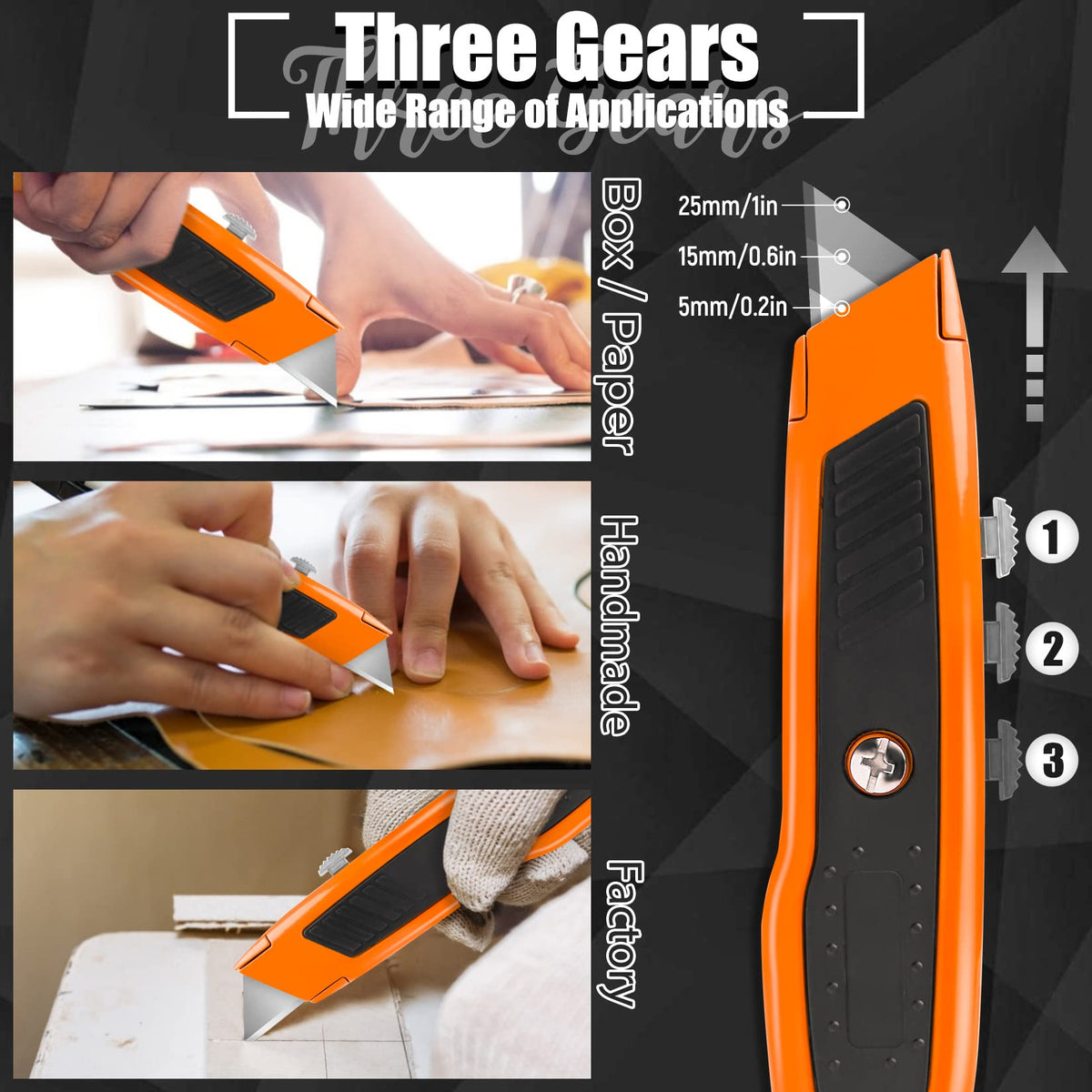 Box Cutter, 2 Pack Utility Knife, Orange Box Cutter Retractable