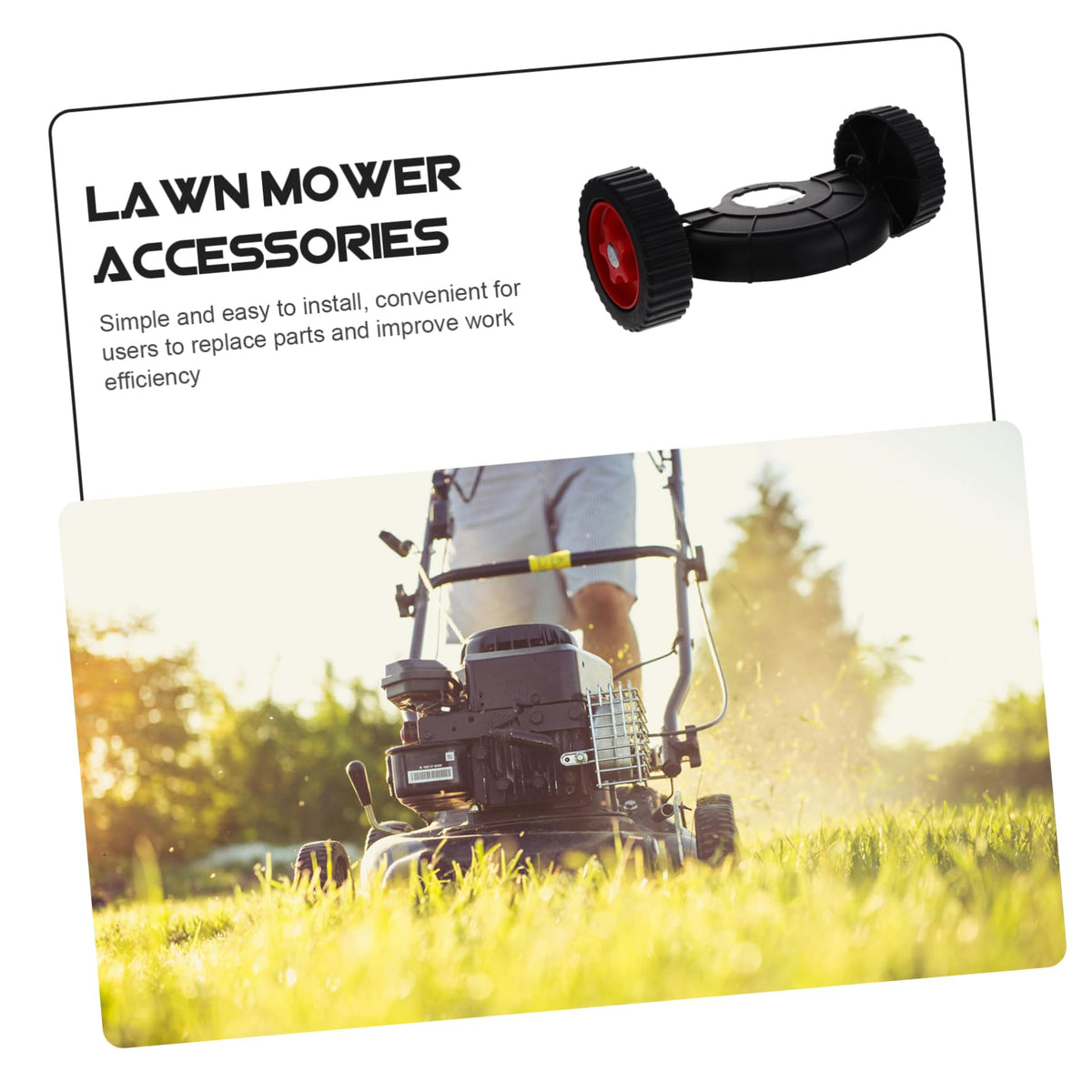 Lawn Mower Support Wheel Replacement Caster, Black Plastic