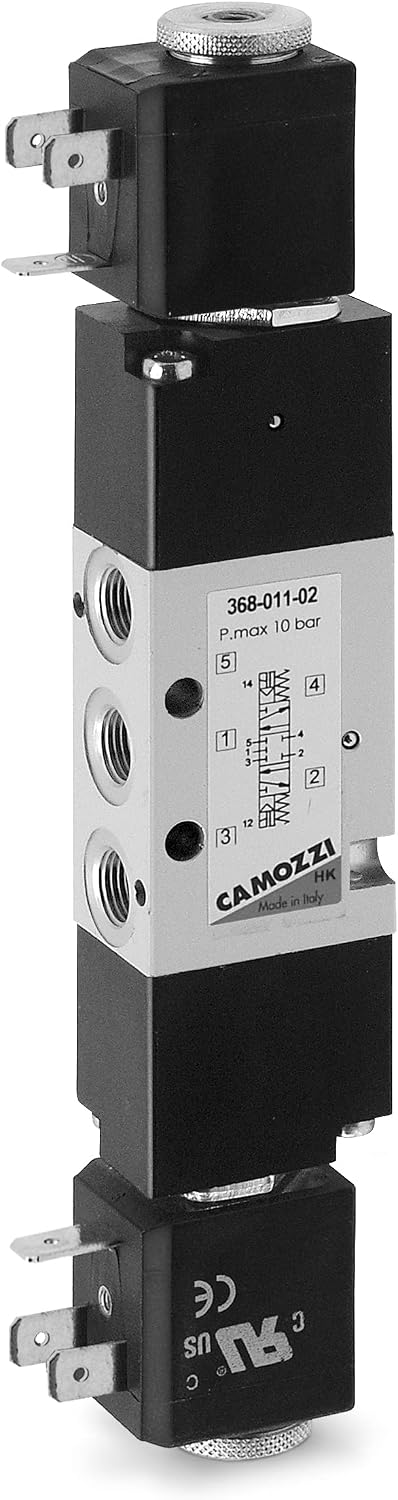 Camozzi 378-011-02 Electro pneumatic Valve, 5/3" CO, 1/8", Solenoid