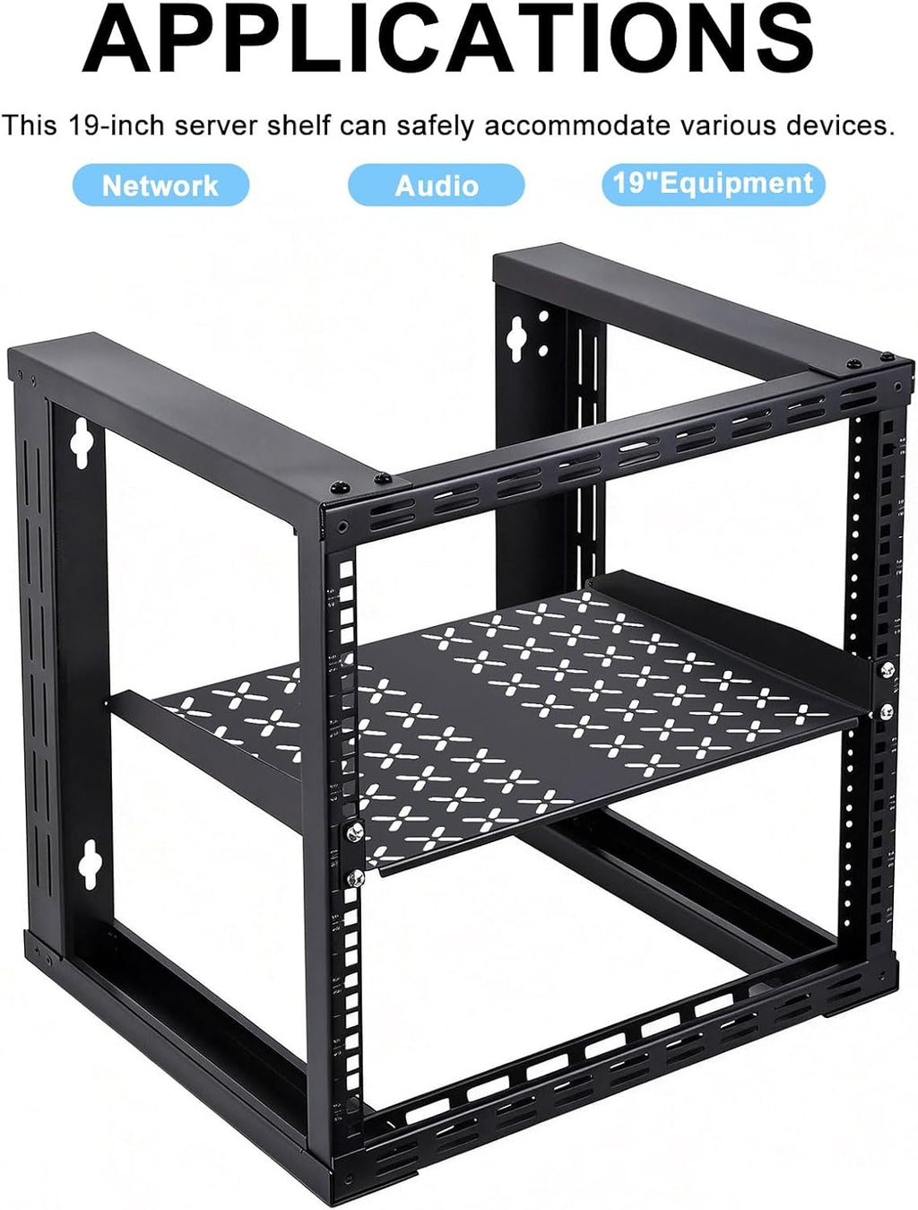 1U Server Rack Shelf - Universal 1u Shelf Vented Rack Mount Cantilever Tray for 19" Network Equipment Rack & Cabinet - 14 Inches Depth -Set of 2