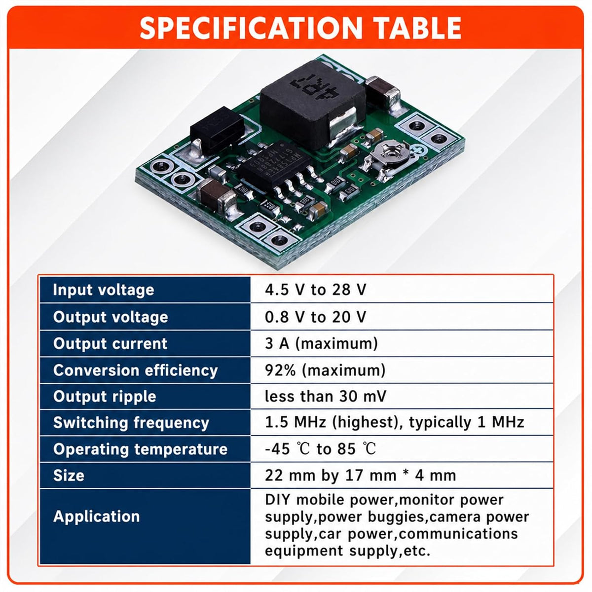 6-Pack MP1584EN Buck Converter, DC-DC, 3A Adjustable