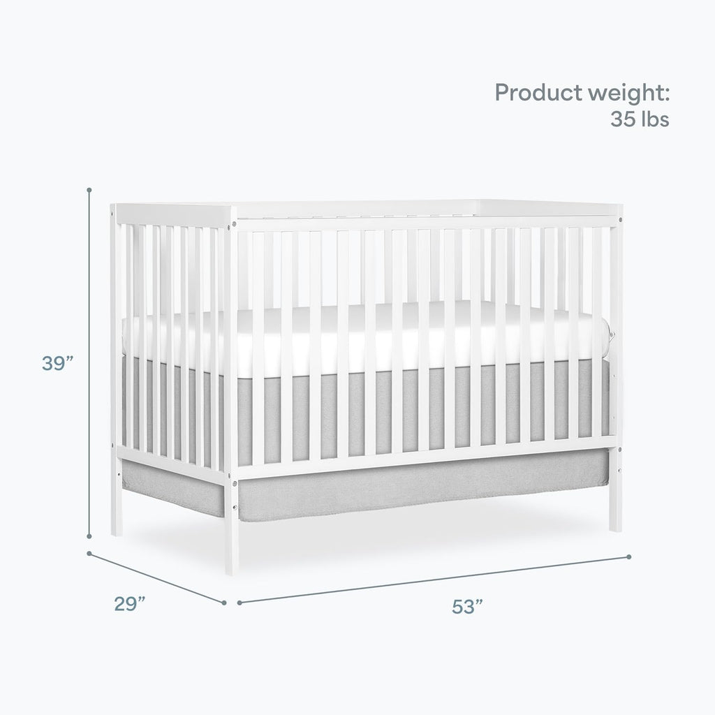 Synergy 5-in-1 Convertible Full-Size Baby Crib with Toddler, Day & Full Bed Conversion in White, GreenGuard Gold &