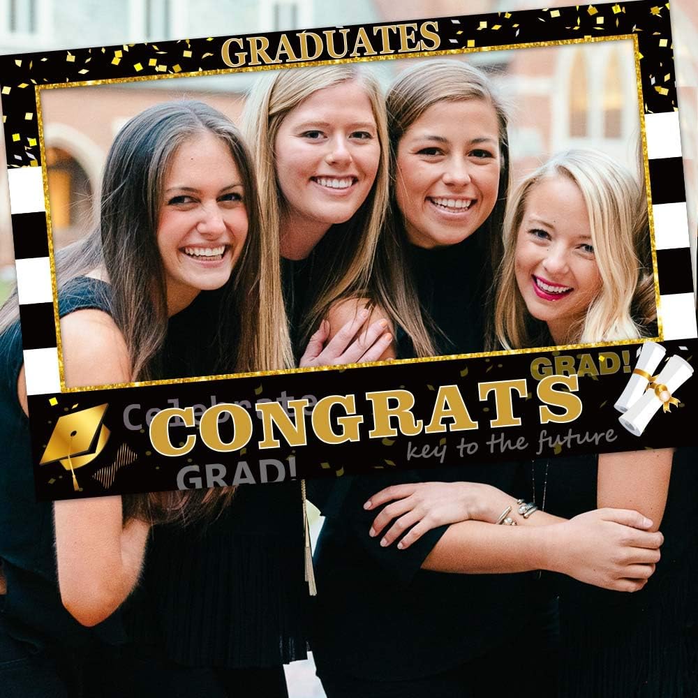 2026 Graduation Photo Booth Props Frame - Large 35.5 x 24 Inch Durable Hollow Board Picture Frame for Grad Party