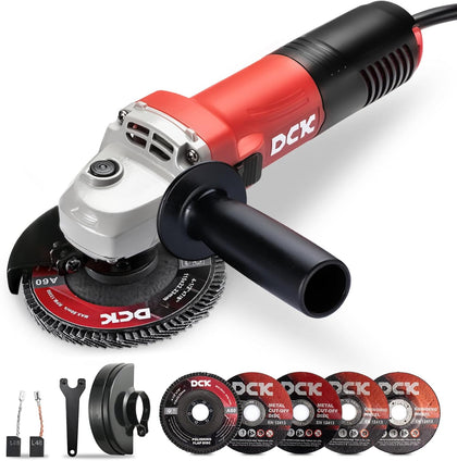 Angle Grinder, 4-1/2-Inch, 6.7Amp Cut off Tool Grinder, 11,800 RPM with 2 Safety Guards, 6-Piece Discs (2 Cutting/2