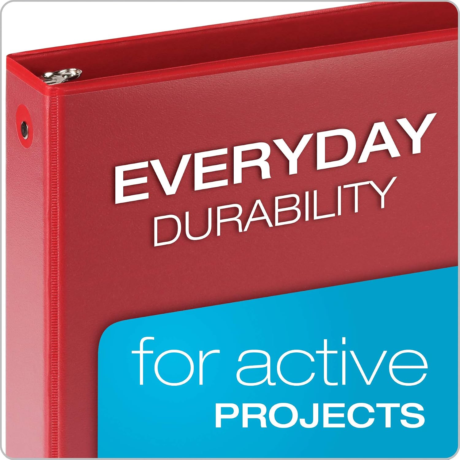 3 Ring Binders, Round Rings, Holds 350 Sheets, ClearVue Presentation View, Non-Stick, Assorted Colors (79550), 1.5
