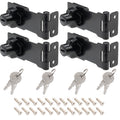 4 Pcs Keyed Hasp Lock, 4 Inch Twist Knob (Black)