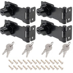4 Pcs Keyed Hasp Lock, 4 Inch Twist Knob (Black)