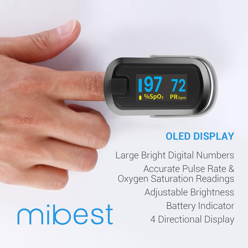 OLED Finger Pulse Oximeter, O2 Meter, Dual Color White/Black