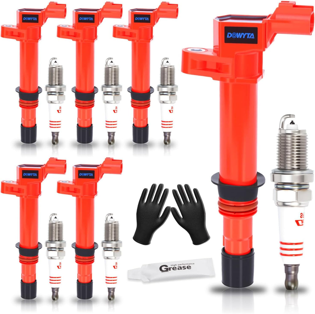 6-Pack Upgraded UF270 Ignition Coil Pack, Spark Plugs for Jeep Liberty 3.7L