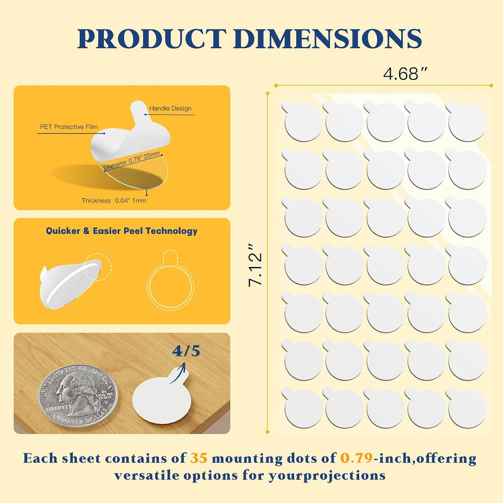 Double Sided Sticky Adhesive Dots – 350pcs Easy to Peel Sticky Putty,Clear Removable Mounting Putty, Double Sided