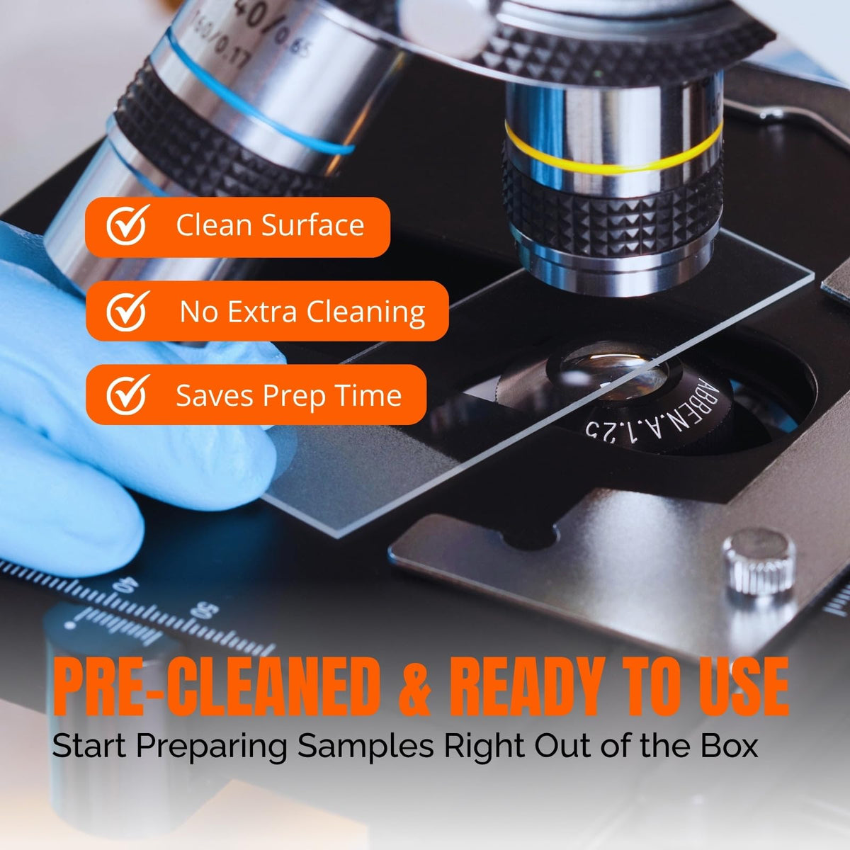 Microscope Slides and Covers, 50 Optical Float Glass Slides+100 Coverslips