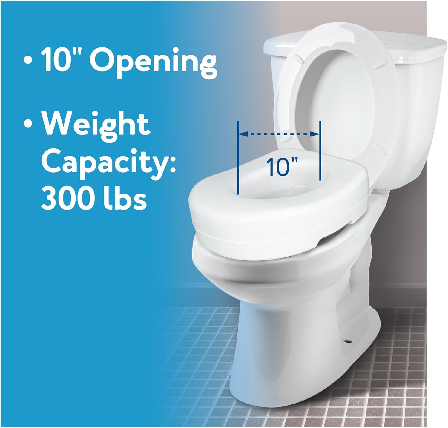 Toilet Seat Riser, Adds 5 Inches of Height, Elevated and Raised Toilet Seat with 300 lbs Capacity, Standard Riser for