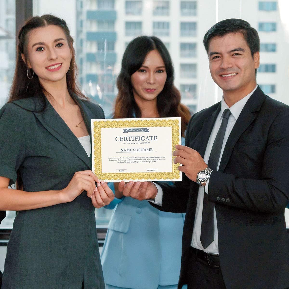 Elite Gold & White Parchment Certificate Papers - Pack of 100, Laser & Inkjet Printer Compatible, For Office