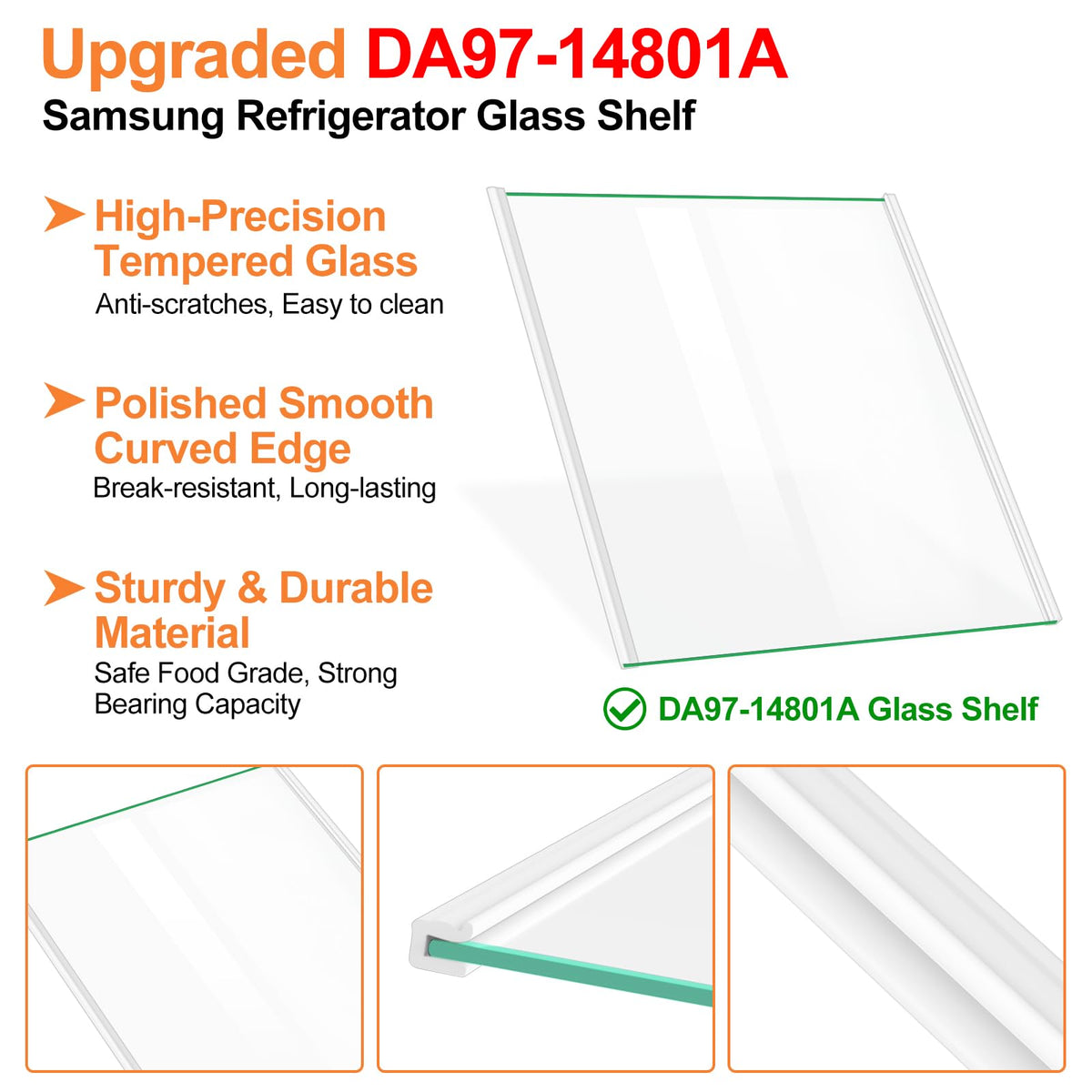 DA97-14801A Refrigerator Shelf Glass For Samsung Fridge Shelf Replacement