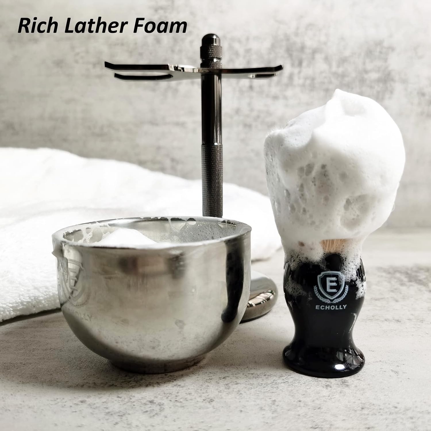 Luxury Shaving Brushes For Men by Echolly-Super Strong NO Shedding Bristle Shave Brushes for Men-Smooth Acrylic