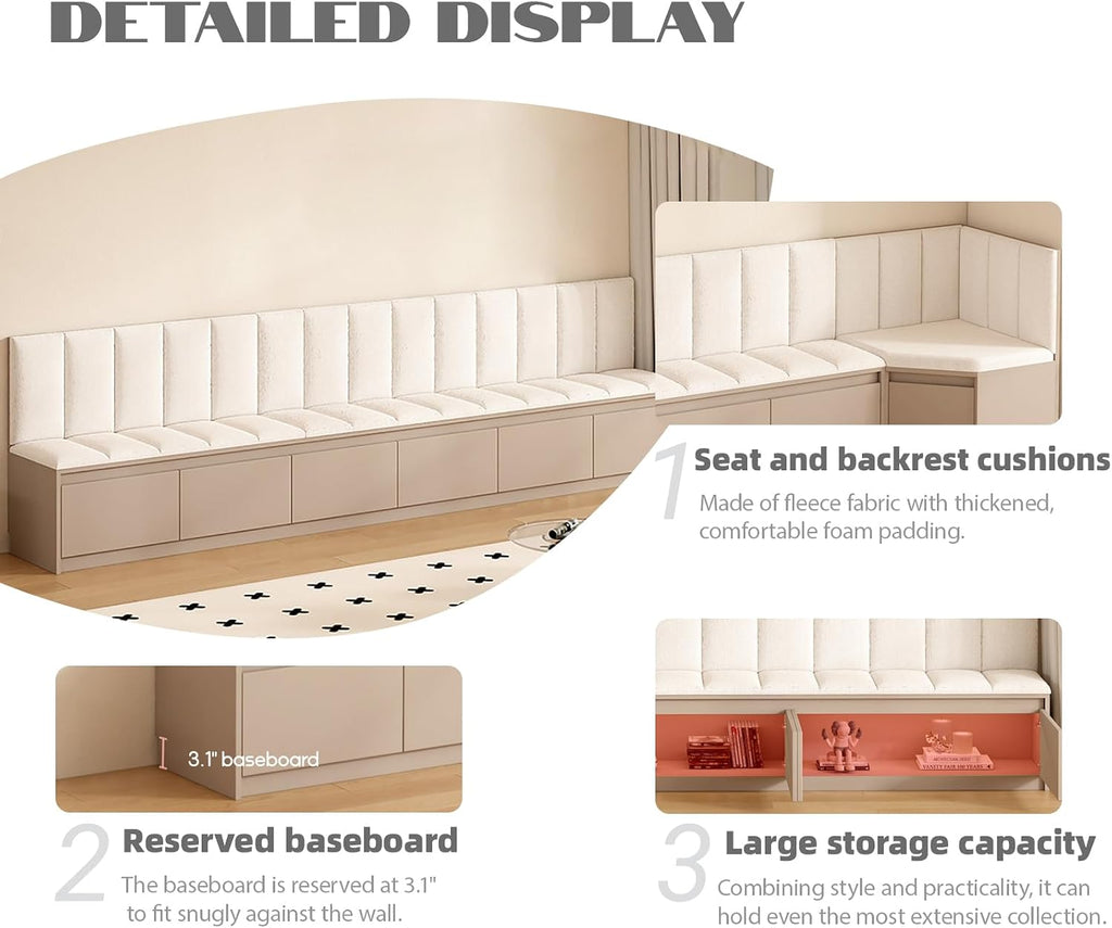 Restaurant Booth Seating Bench, Breakfast Nook Benchs, Commercial Banquette with Hidden Storage, Modern Armless Booth