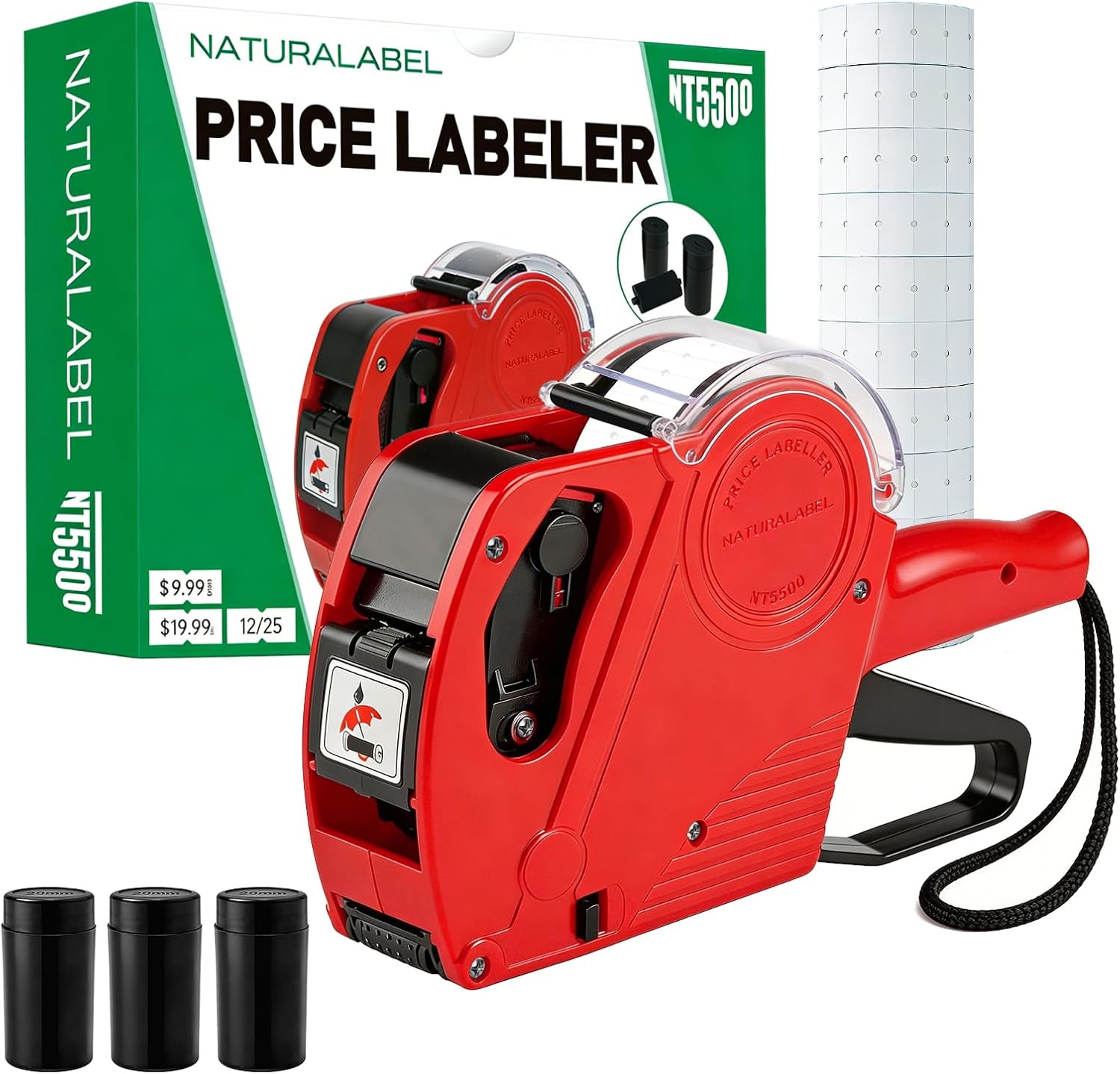 1-Line 8-Digit Price Gun Kit (Model NT5500, Red) | Kit includes price gun, price labels, ink roller, instruction manual