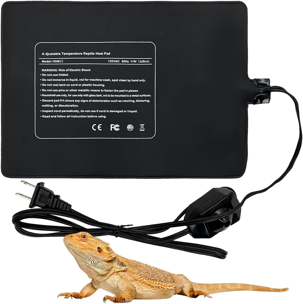 Reptile Heating Pad 23W, Waterproof Under Tank Heater Mat 8x12 Inch for 30-40 Gallon Terrariums, Safe Heat Mat for