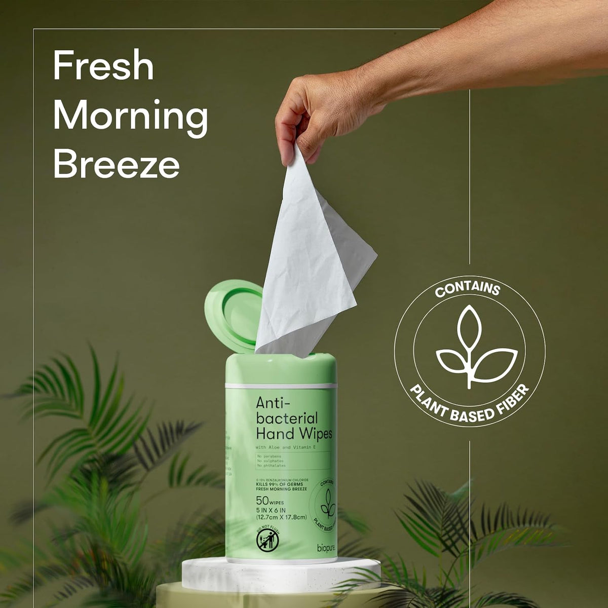 Antibacterial Hand Wipes Fresh Morning Breeze- Antibacterial Wipes with Aloe and Vitamin E Formula | 5"x7" Wet Wipes