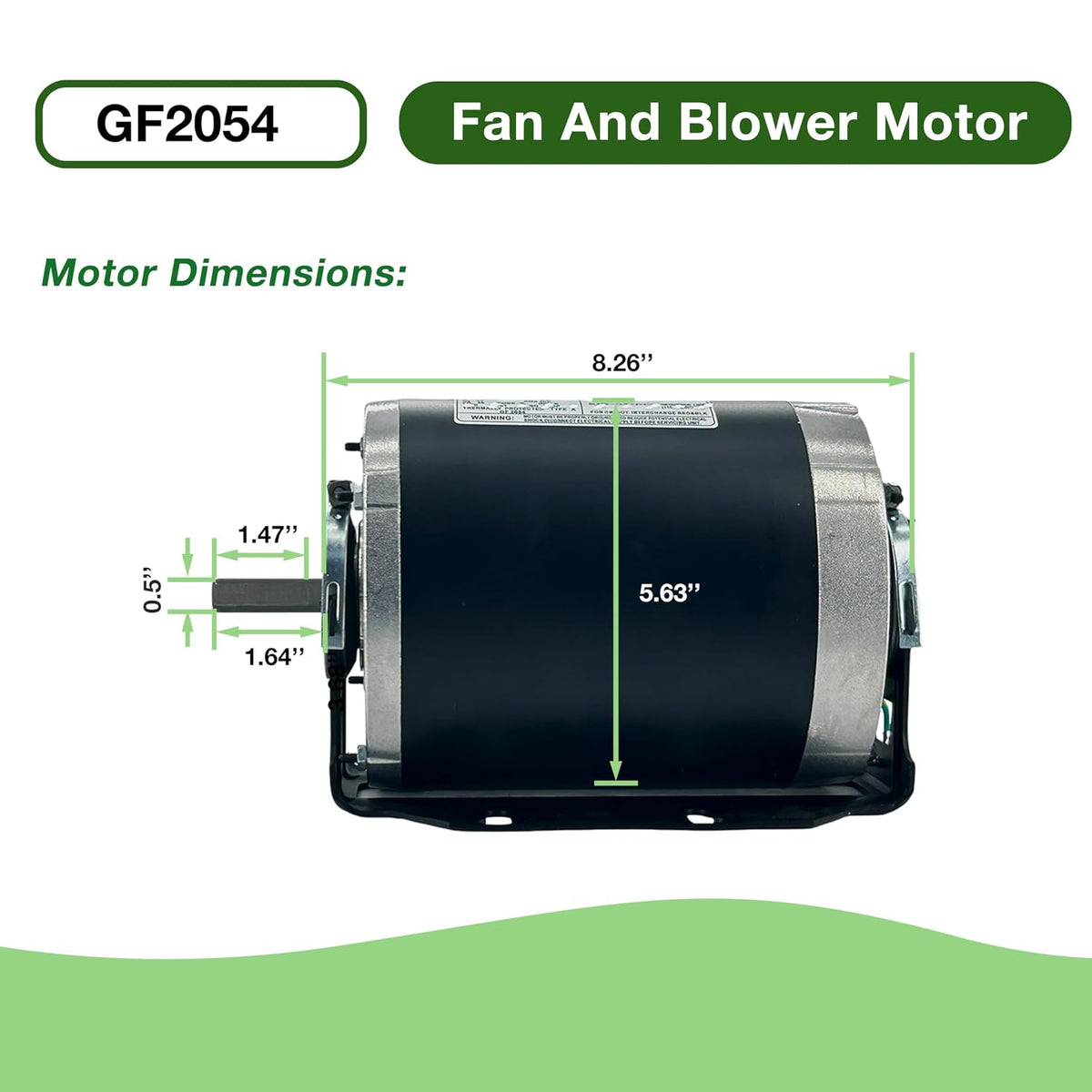 GF2054 Belt Drive Blower Electric Fan Motor 1/2 hp 115V 1725RPM 48F
