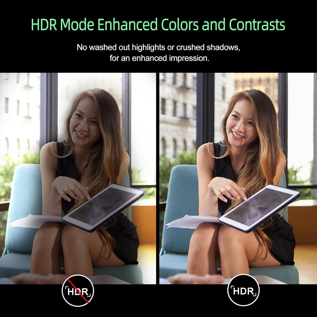 1080p Webcam with Ring Light for Streaming: USB 60FPS Web Camera with Microphone-HDR-Enabled-HD Auto Light Correction