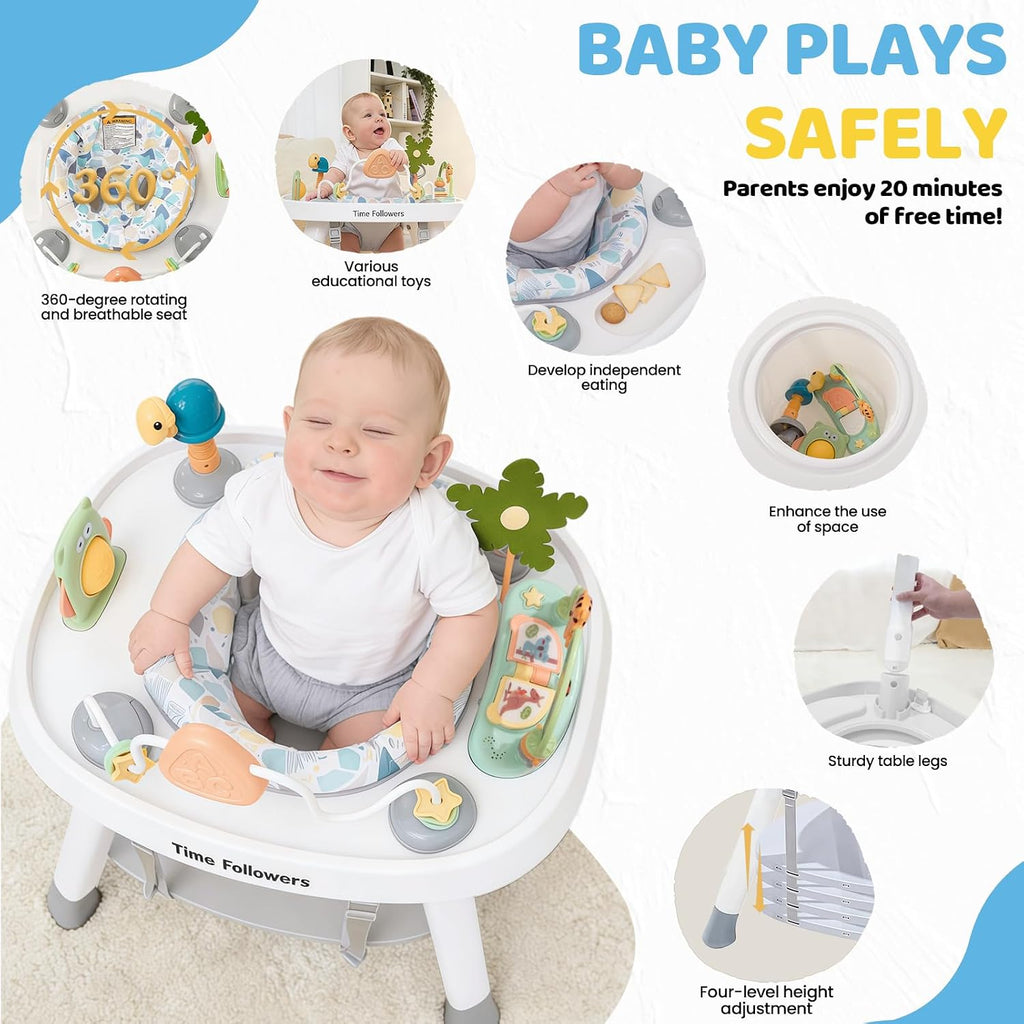 6-in-1 Baby Activity Center | 4 Stage Montessori-Inspired Toys | Grow Stationary Standing Toddler Table | Jumpers &