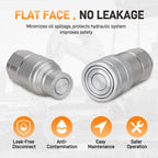 1/2" NPT Skid Steer Flat Face Hydraulic Quick Couplers/Couplings, 2 Sets