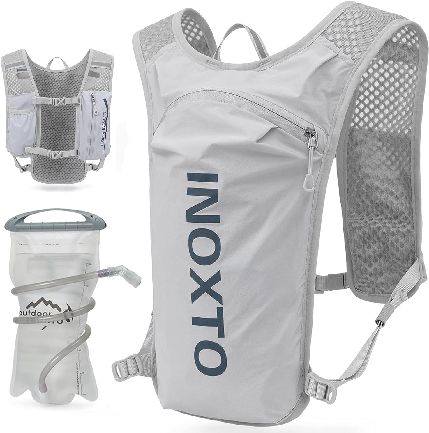 INOXTO Running Hydration Vest Backpack,Lightweight Insulated Pack with 1.5L Water Bladder Bag Daypack for Hiking