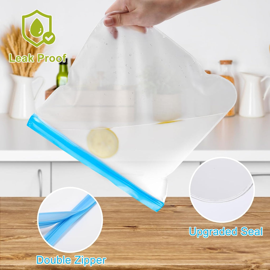 10 Pack Reusable Freezer Bags Dishwasher Safe, Food Storage Bags