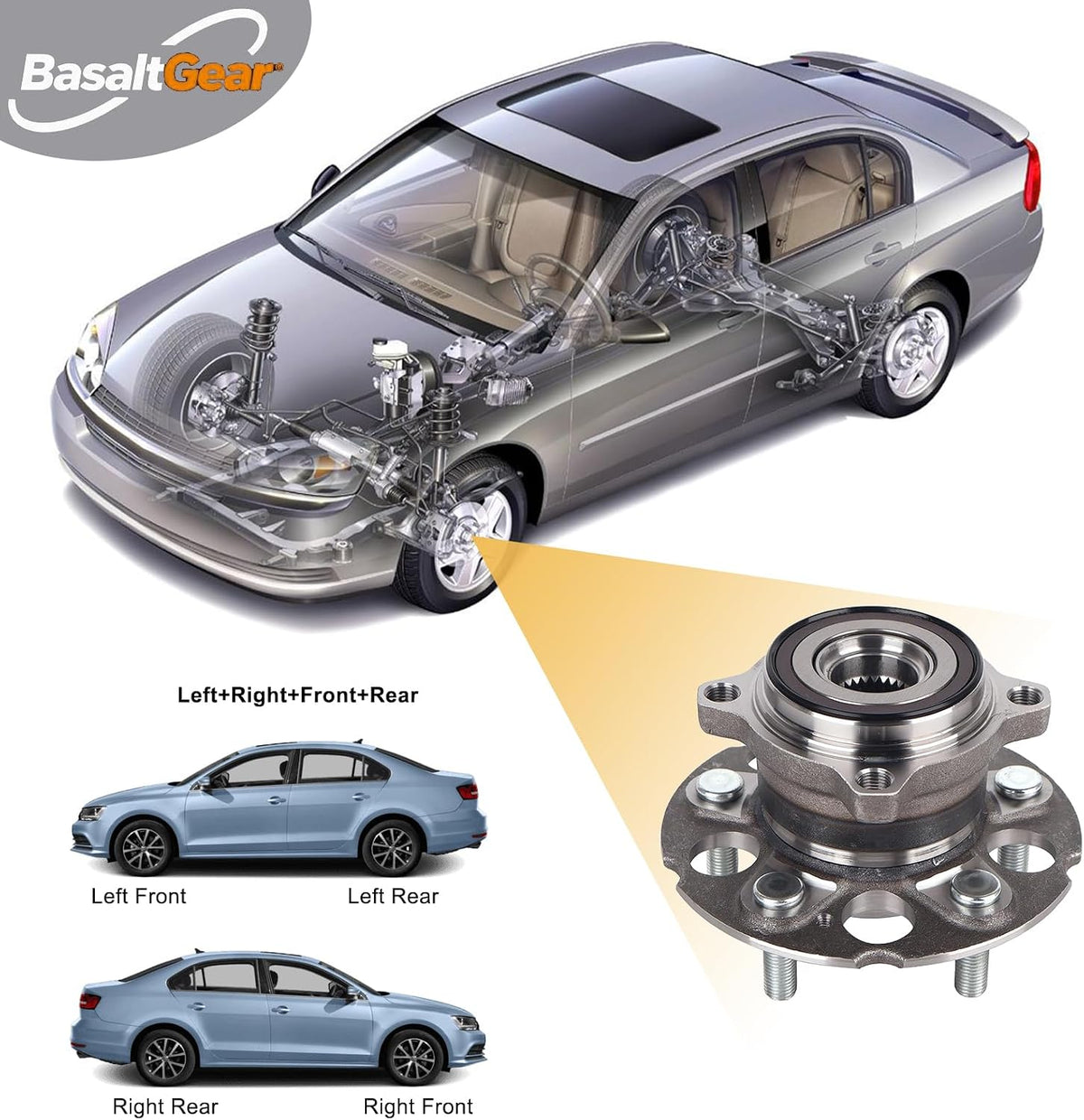 512345 Pair 2 Rear Wheel Hub & Bearing Assembly for 2007-2011 Honda CR-V 4WD, 2007-2018 Acura RDX