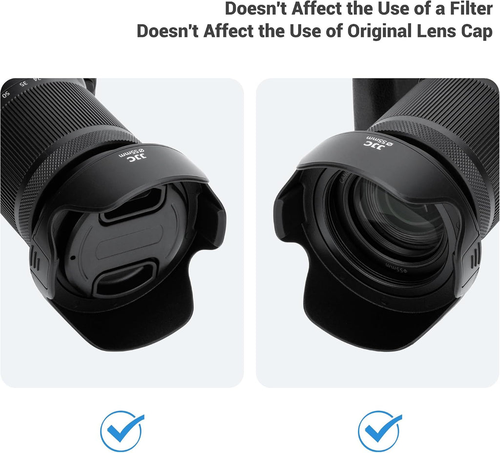 58mm Tulip Flower Lens Hood, Reversible & Support 58mm Filter/Lens Cap | for Canon EOS Rebel T7 T6 T8i T7i T6i SL3