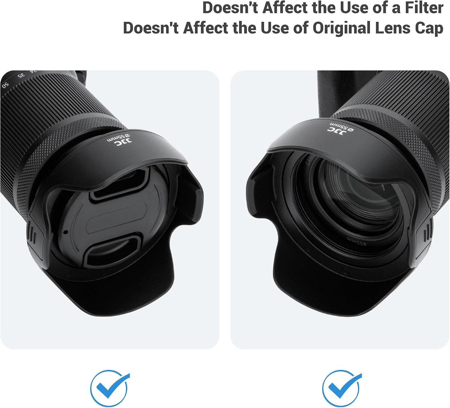 58mm Tulip Flower Lens Hood, Reversible & Support 58mm Filter/Lens Cap | for Canon EOS Rebel T7 T6 T8i T7i T6i SL3